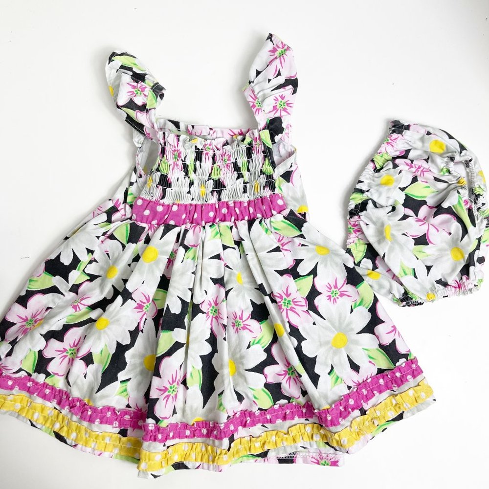 Real Love Baby Girls Ruffled Smocked Floral Dress